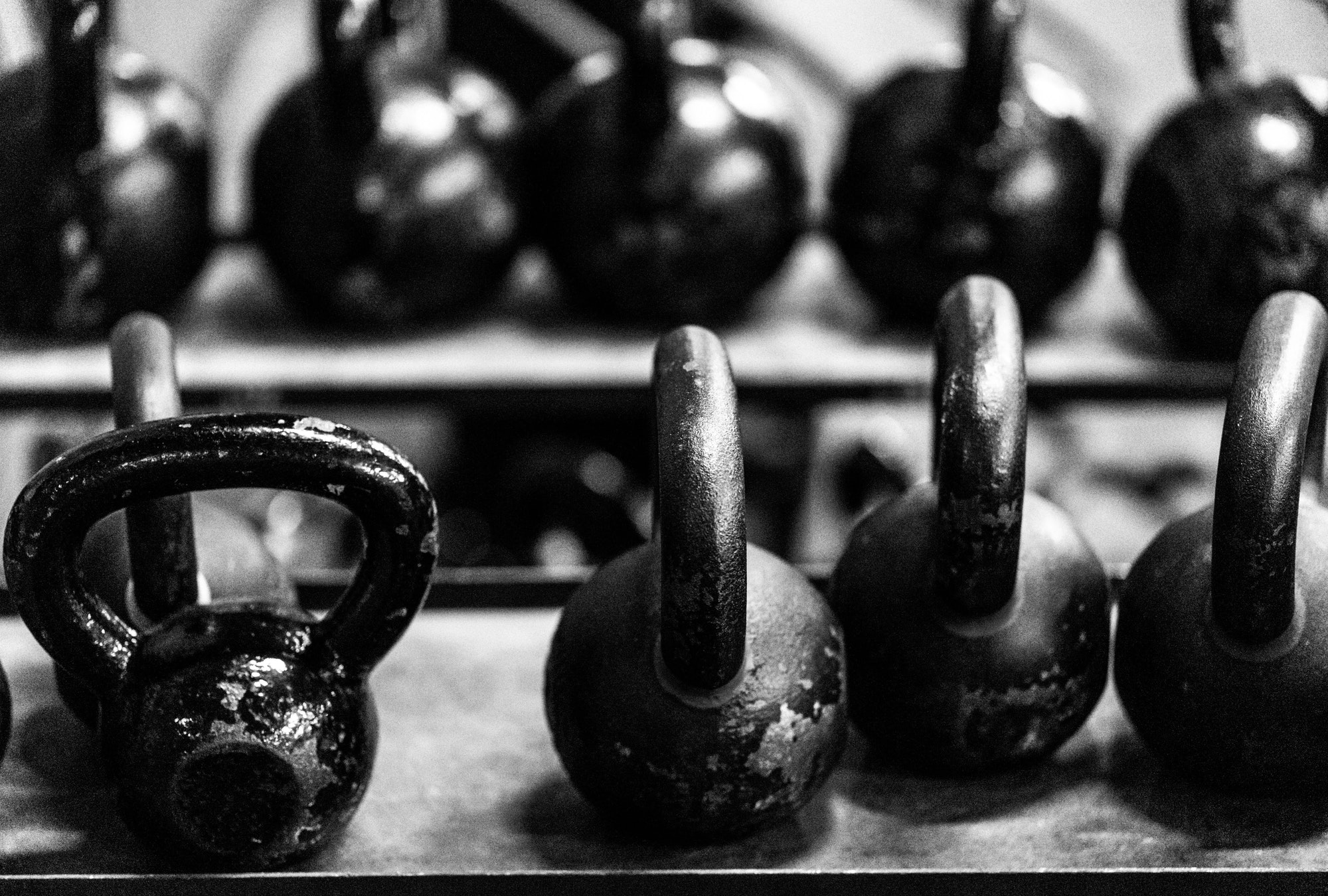 Gym equipment, kettlebells